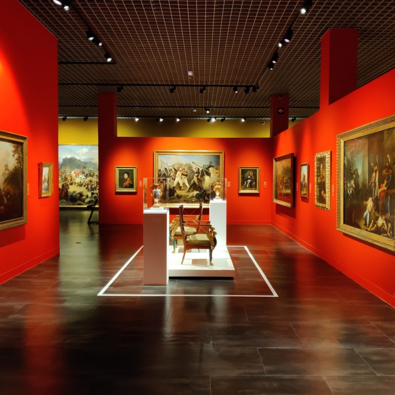 Interior view of the Russian Museum in Málaga, showcasing its art exhibitions and unique architecture