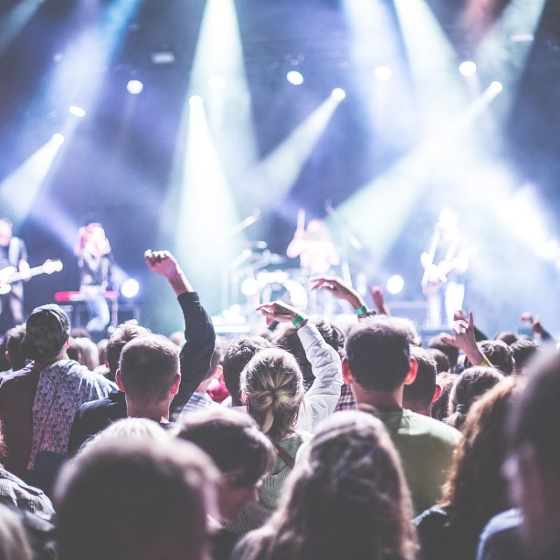 Crowd of concertgoers enjoying a night performance at the Gran Canaria SUM Festival