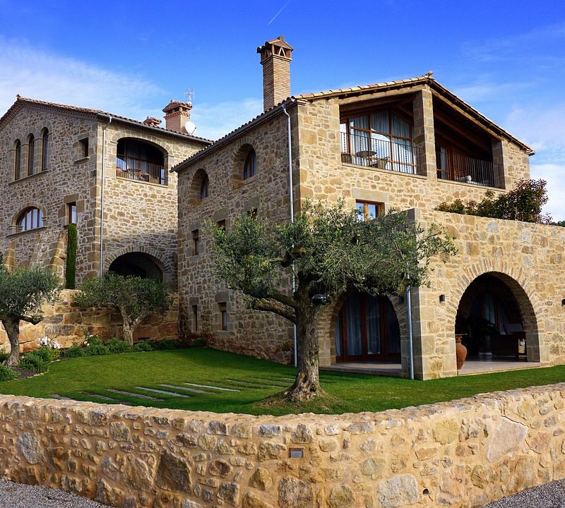 Rustic country house in a traditional masía with stone walls and a peaceful landscape