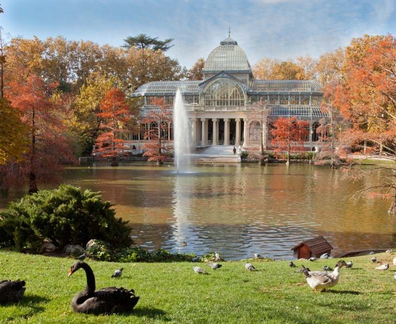 Vista del Parque del Retiro en Madrid, mostrando la Montaña de los Gatos, un rincón secreto y tranquilo dentro del parque