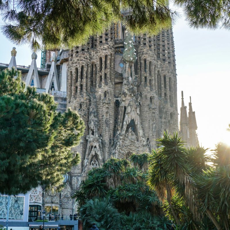 Aerial view of the Sagrada Familia in Barcelona