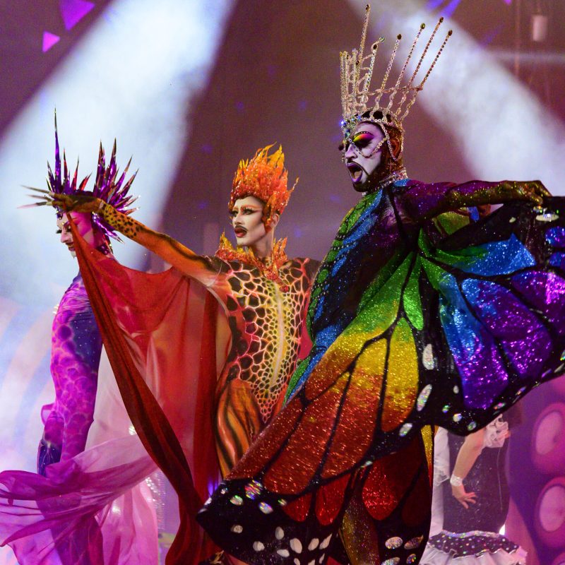 Participants à la Gala Drag Queen lors du Carnaval de Las Palmas de Gran Canaria avec des costumes extravagants et colorés